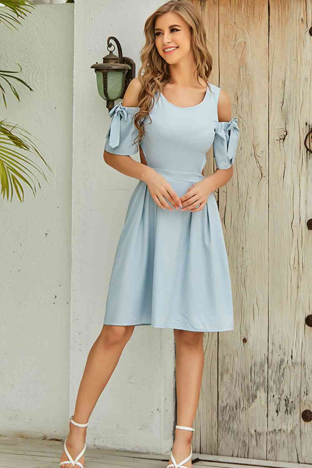 Cutout Tied Cold-Shoulder Dress – foreverender
