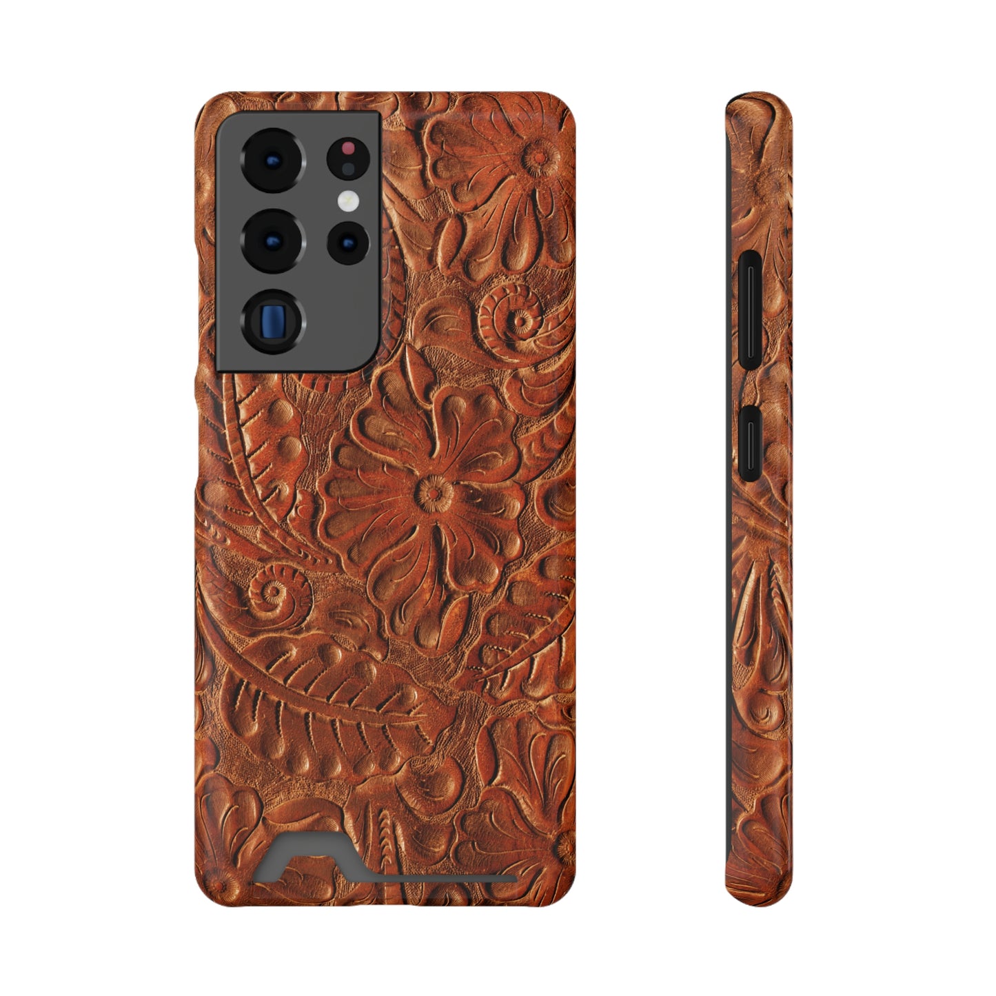 Flower Tooled Print Phone Case With Card Holder